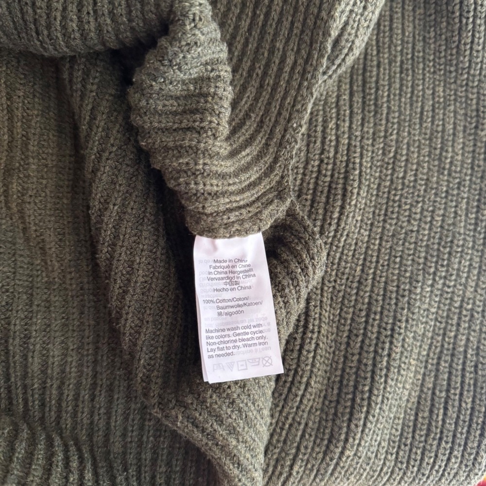 J.Crew Women's Lg Mercantile Green V-Neck Knit Sweater 100% Cotton Fall Staples - Picture 5 of 5